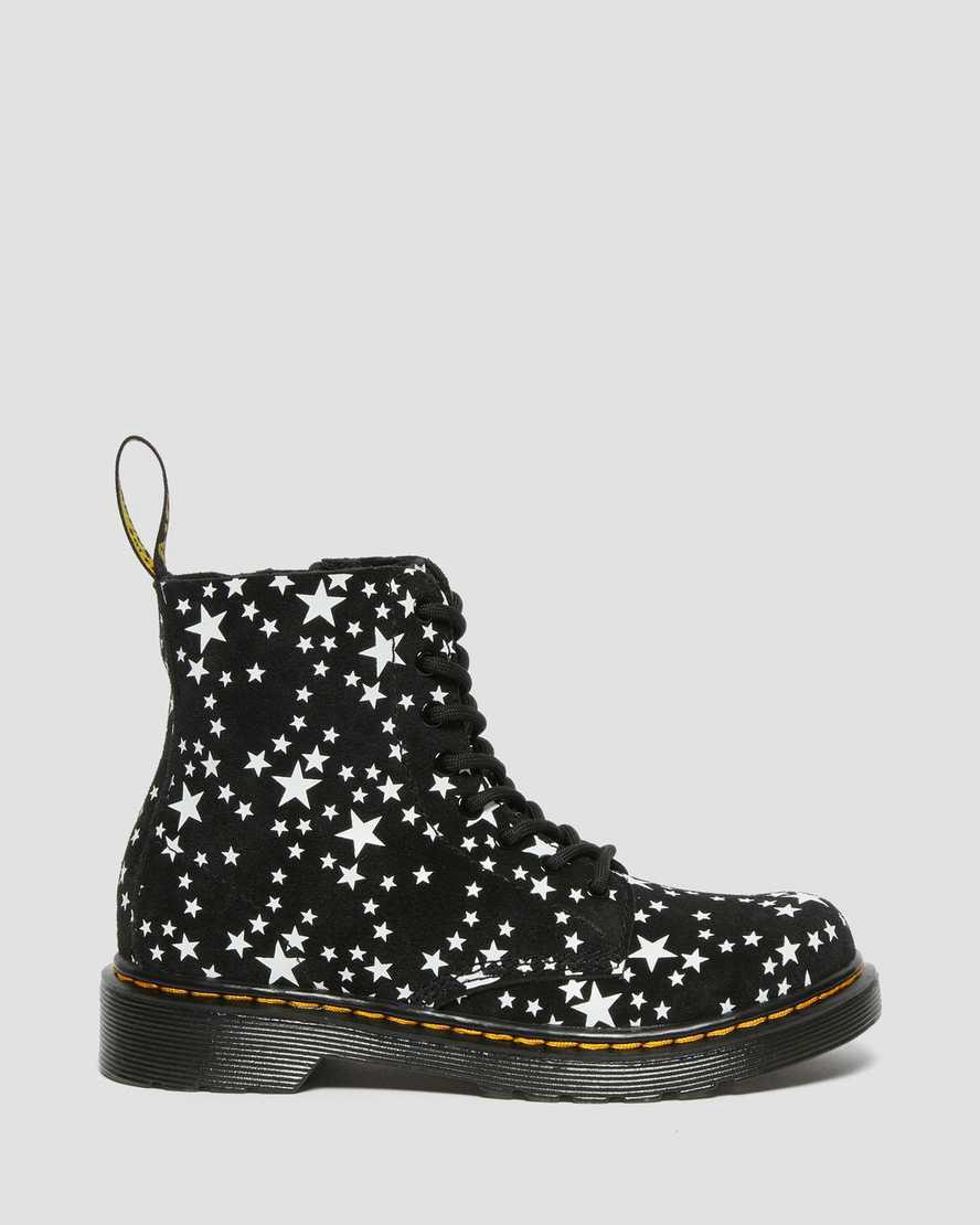 Dr Martens Junior 1460 Pascal Star Süet Çocuk Bağcıklı Bot Black/White  Türkiye |  41839-CYVF
