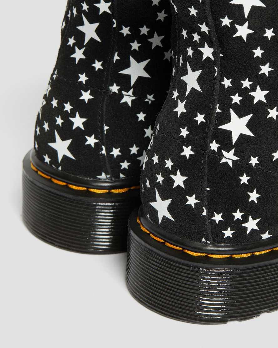 Dr Martens Junior 1460 Pascal Star Süet Çocuk Bağcıklı Bot Black/White  Türkiye |  41839-CYVF