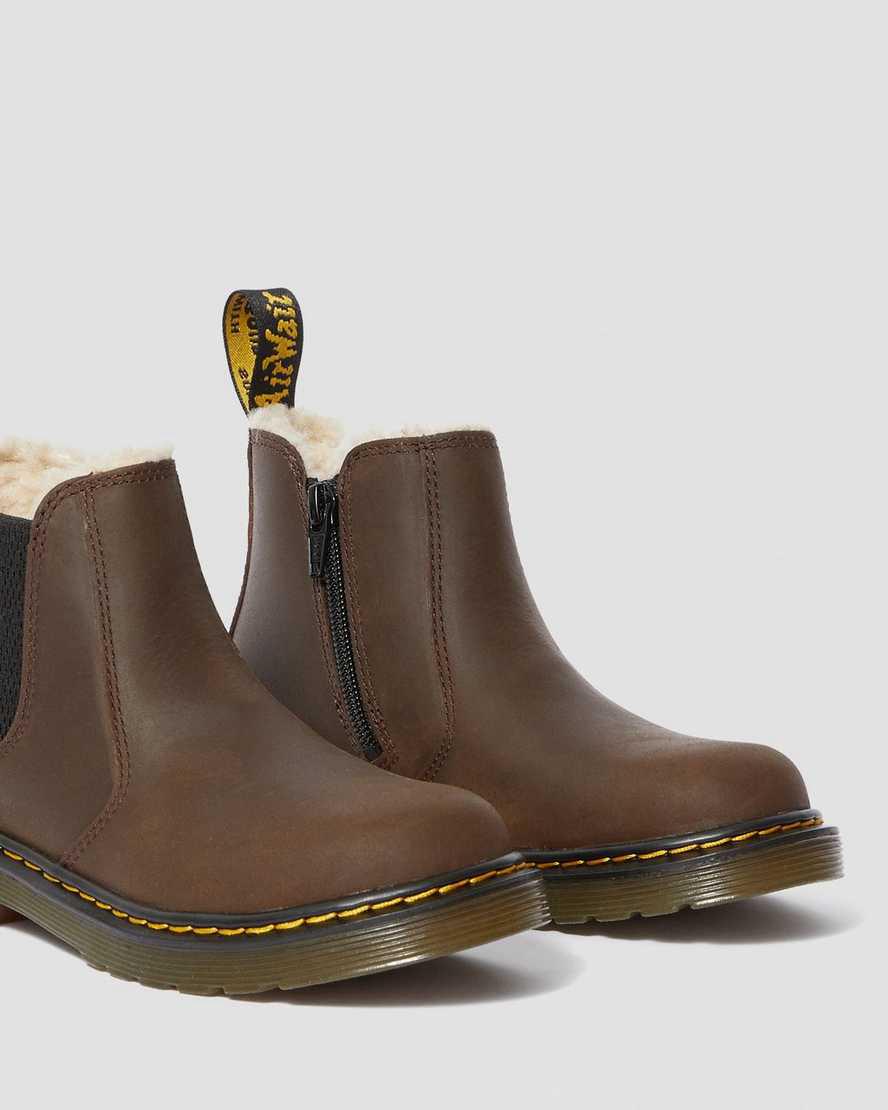 Dr Martens Junior 2976 Faux Fur Astar Çocuk Chelsea Bot Koyu Kahverengi  Türkiye |  15860-BYWN