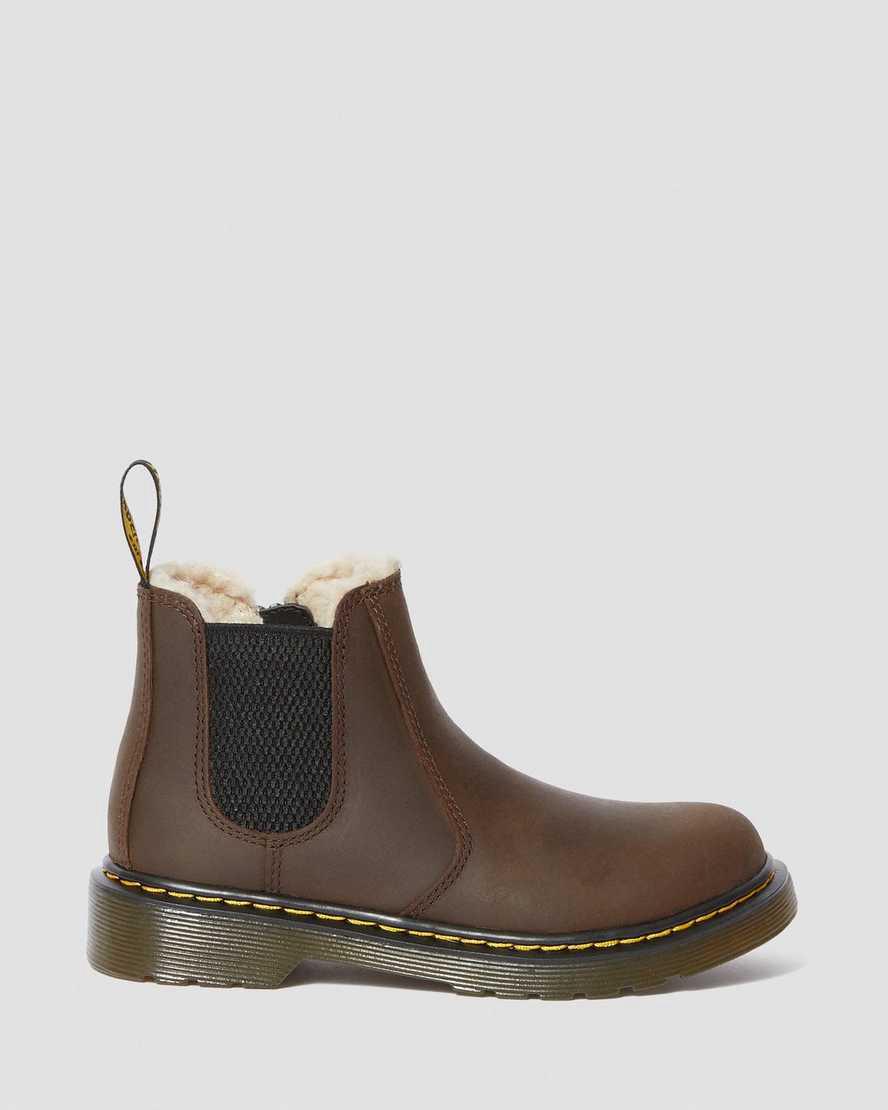 Dr Martens Junior 2976 Faux Fur Astar Çocuk Chelsea Bot Koyu Kahverengi  Türkiye |  15860-BYWN