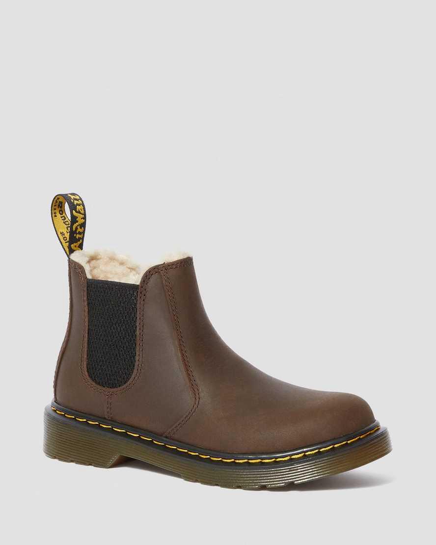 Dr Martens Junior 2976 Faux Fur Astar Çocuk Chelsea Bot Koyu Kahverengi  Türkiye |  15860-BYWN