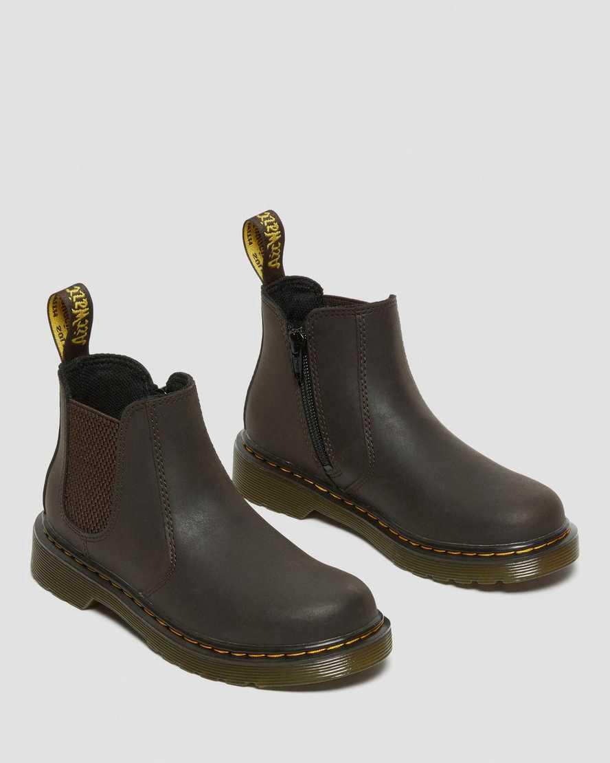 Dr Martens Junior 2976 Wildhorse Deri Çocuk Chelsea Bot Koyu Kahverengi  Türkiye |  49780-MSYD