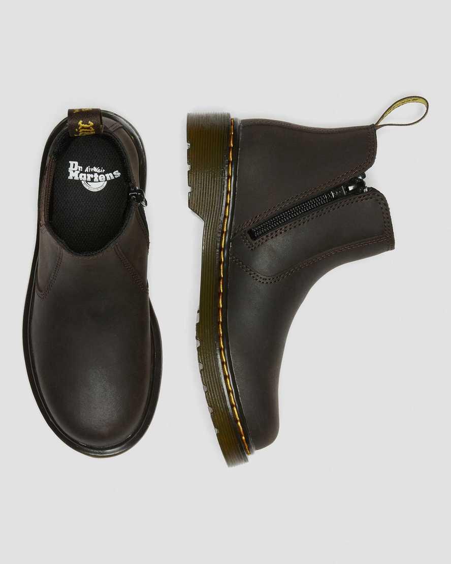 Dr Martens Junior 2976 Wildhorse Deri Çocuk Chelsea Bot Koyu Kahverengi  Türkiye |  49780-MSYD