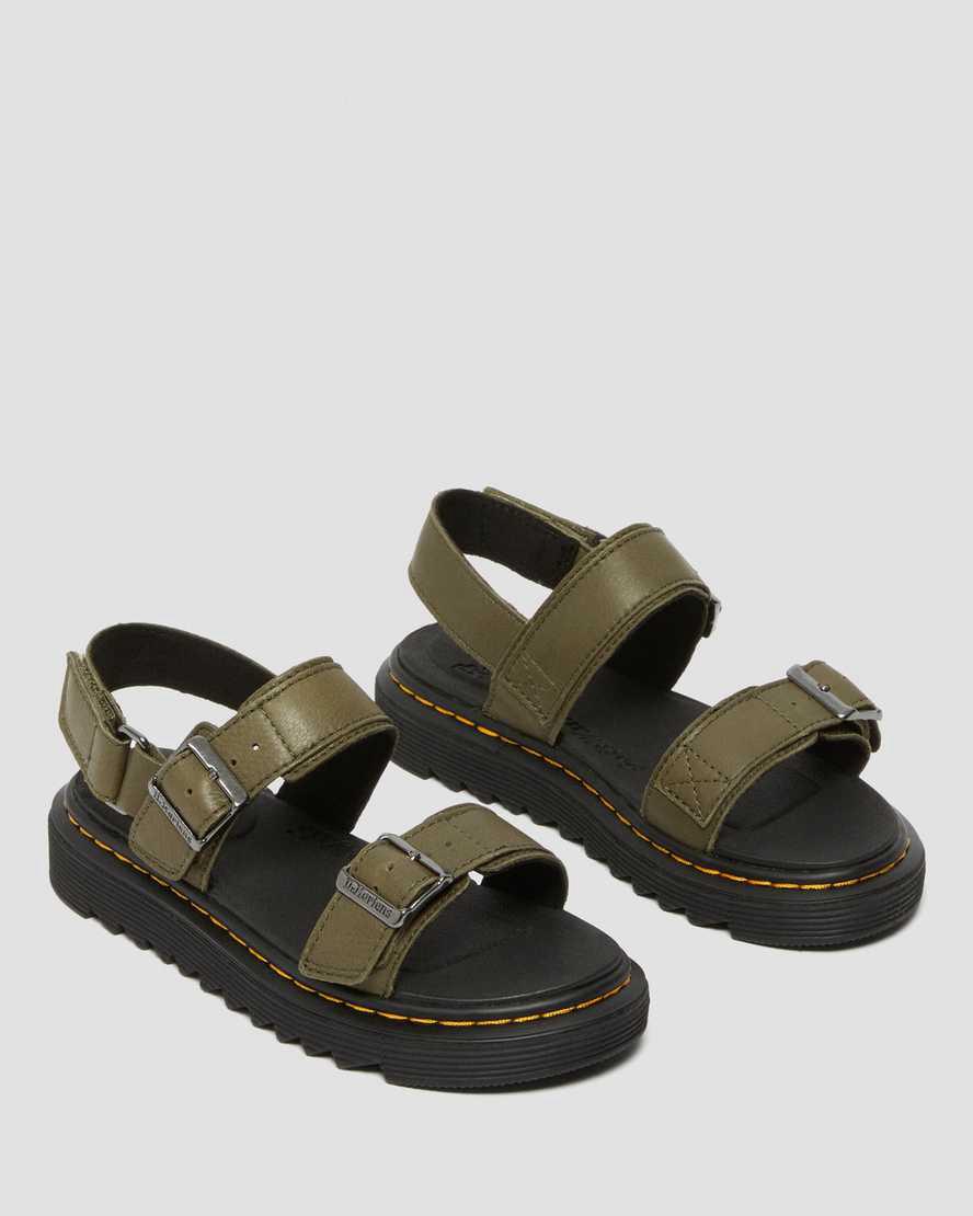 Dr Martens Junior Kyle Deri Çocuk Sandalet Zeytin Yeşili  Türkiye |  54268-NQXH