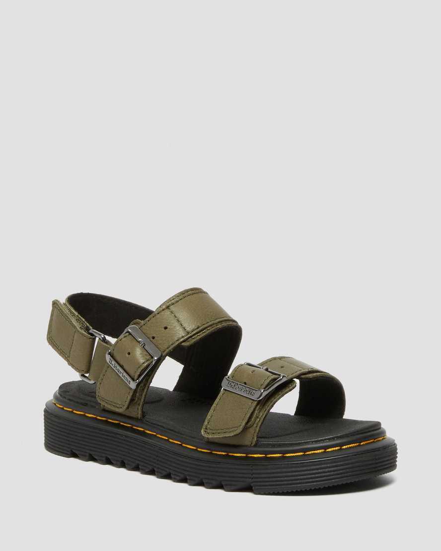 Dr Martens Junior Kyle Deri Çocuk Sandalet Zeytin Yeşili  Türkiye |  54268-NQXH