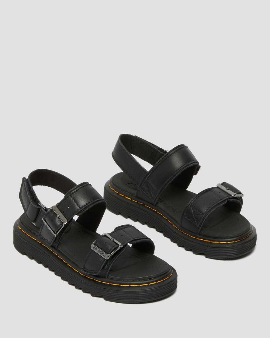 Dr Martens Junior Kyle Deri Çocuk Sandalet Siyah  Türkiye |  96230-RDEC