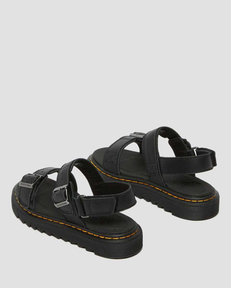 Dr Martens Junior Kyle Deri Çocuk Sandalet Siyah  Türkiye |  96230-RDEC