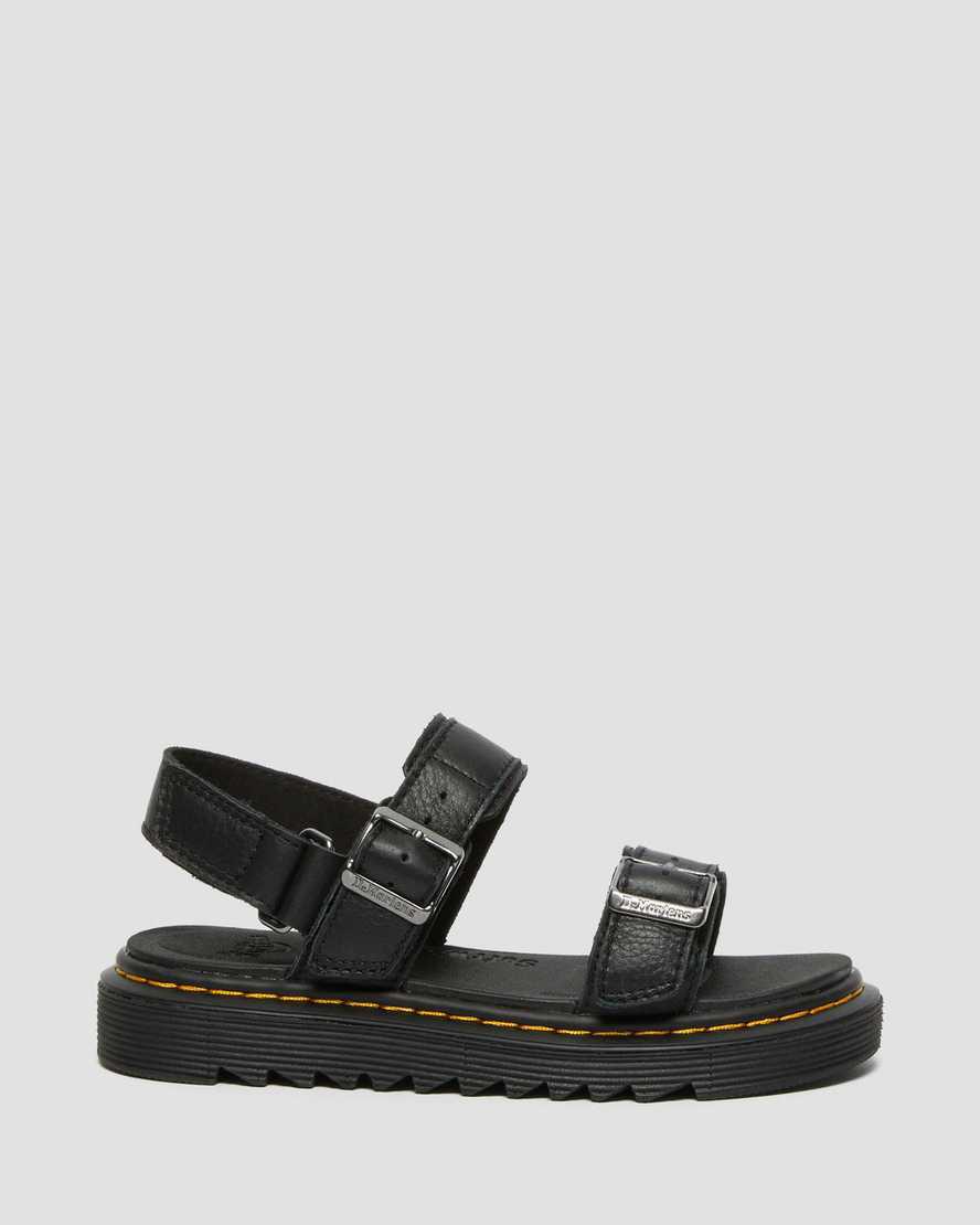 Dr Martens Junior Kyle Deri Çocuk Sandalet Siyah  Türkiye |  96230-RDEC
