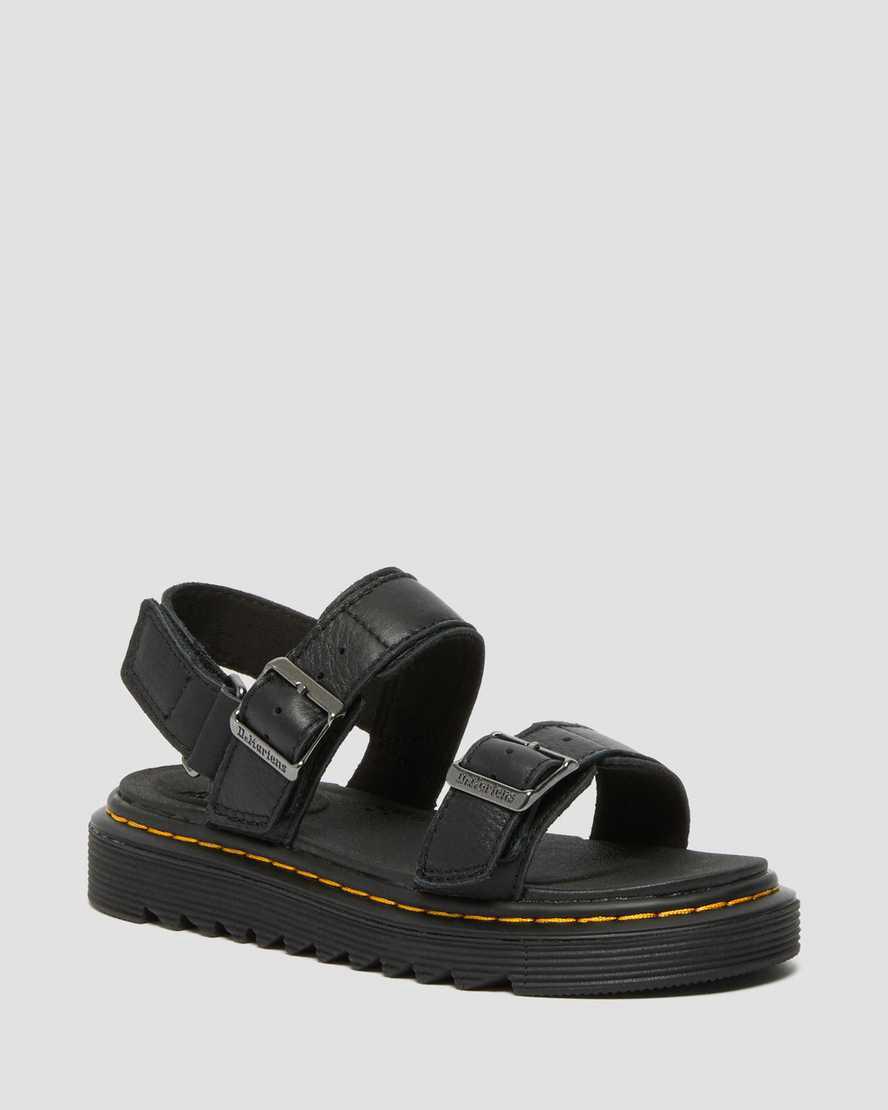 Dr Martens Junior Kyle Deri Çocuk Sandalet Siyah  Türkiye |  96230-RDEC