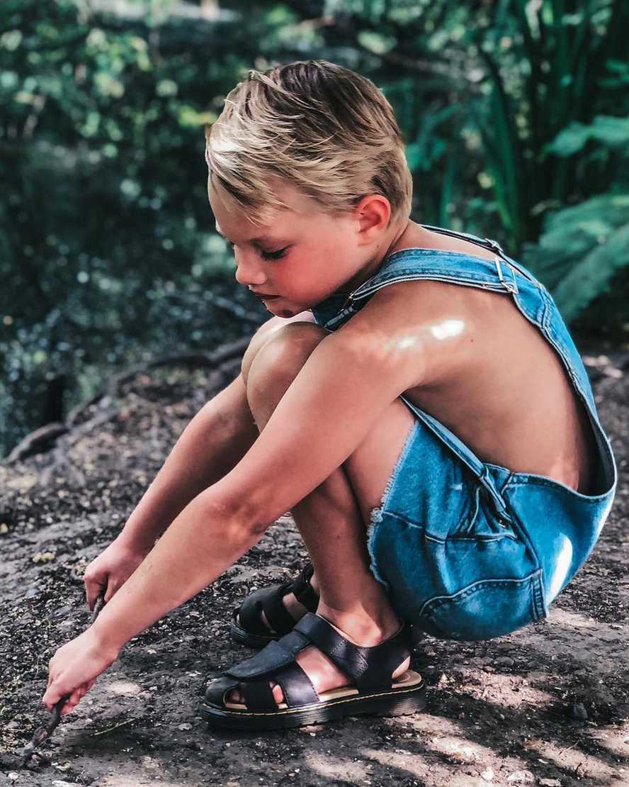 Dr Martens Junior Moby II Deri Cırt Cırt Çocuk Sandalet Siyah  Türkiye |  32501-KSHW