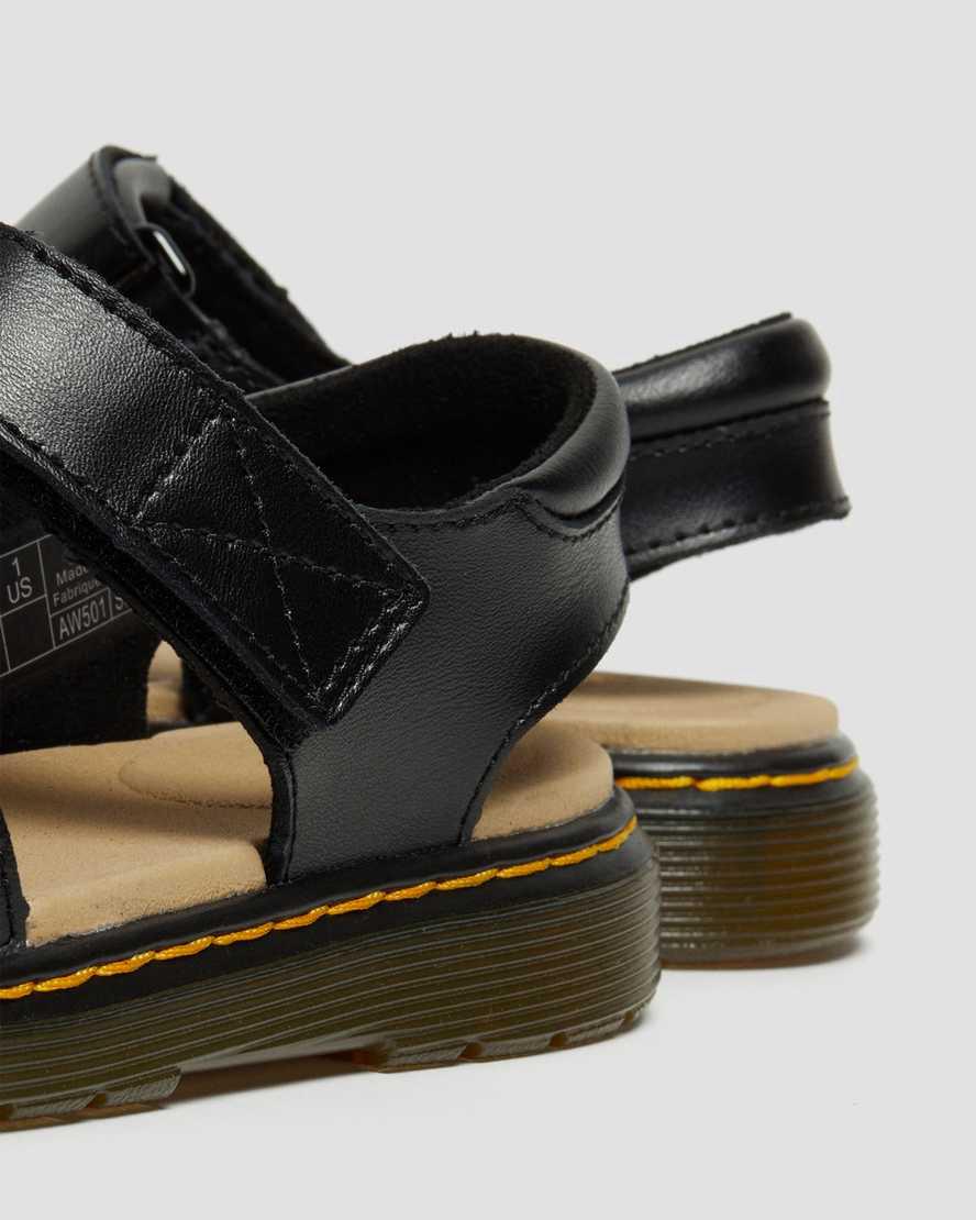 Dr Martens Junior Moby II Deri Cırt Cırt Çocuk Sandalet Siyah  Türkiye |  32501-KSHW