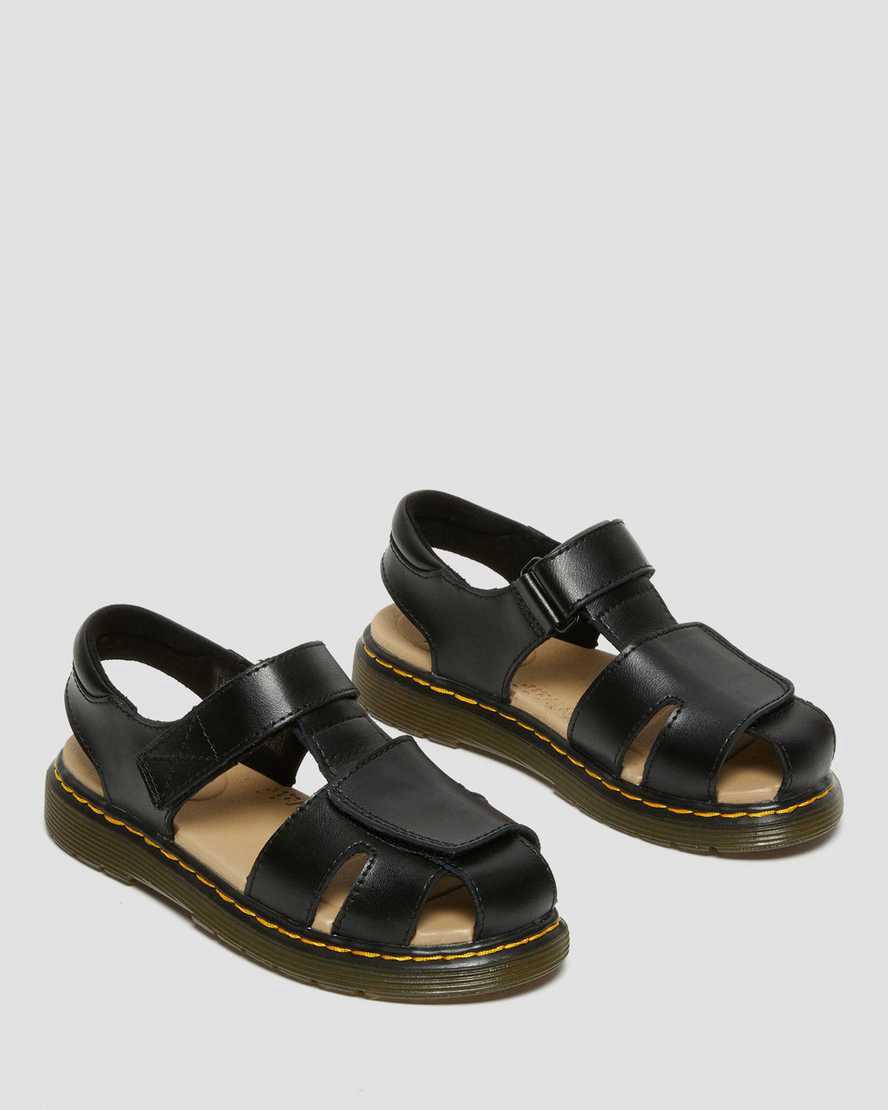 Dr Martens Junior Moby II Deri Cırt Cırt Çocuk Sandalet Siyah  Türkiye |  32501-KSHW