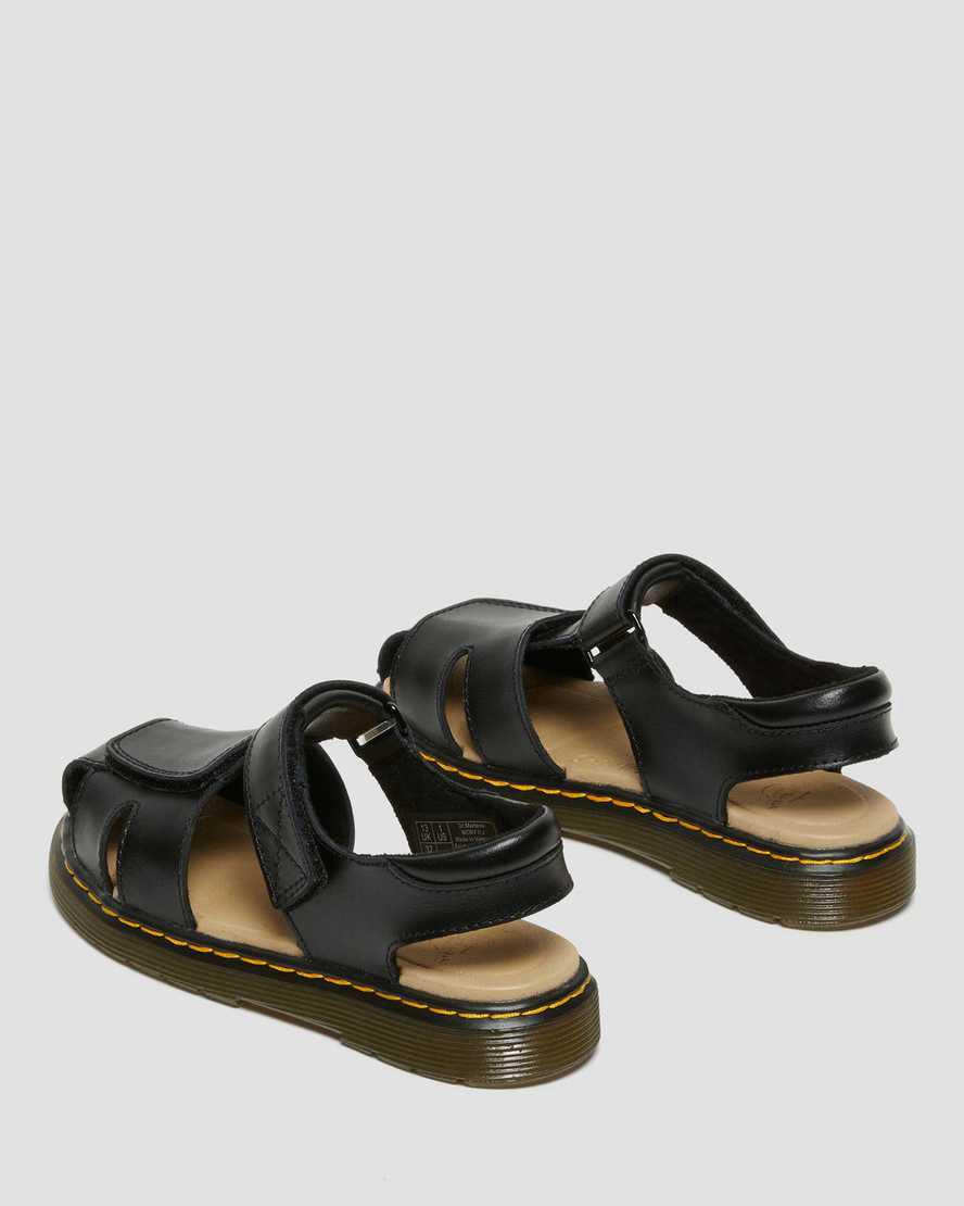 Dr Martens Junior Moby II Deri Cırt Cırt Çocuk Sandalet Siyah  Türkiye |  32501-KSHW