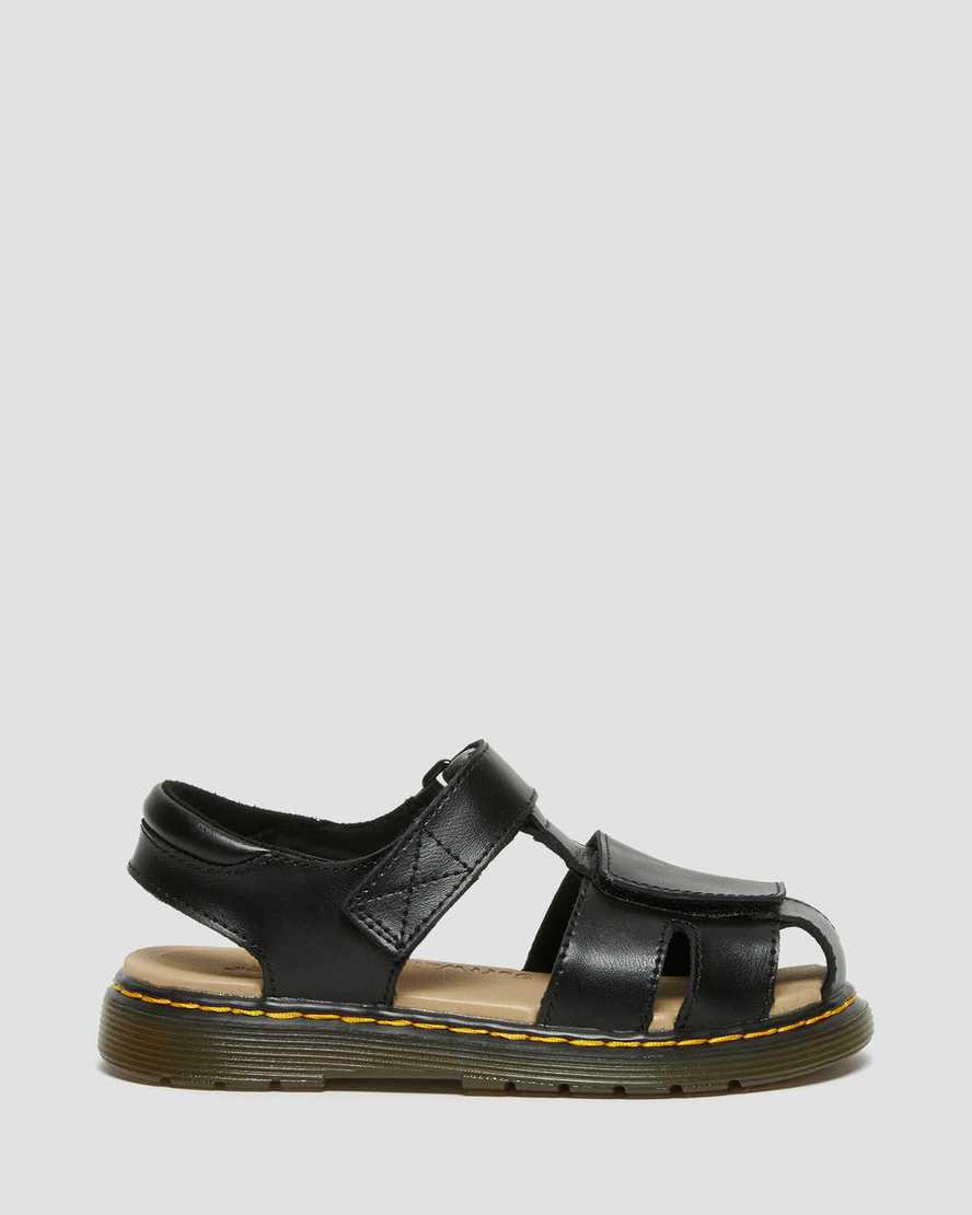 Dr Martens Junior Moby II Deri Cırt Cırt Çocuk Sandalet Siyah  Türkiye |  32501-KSHW