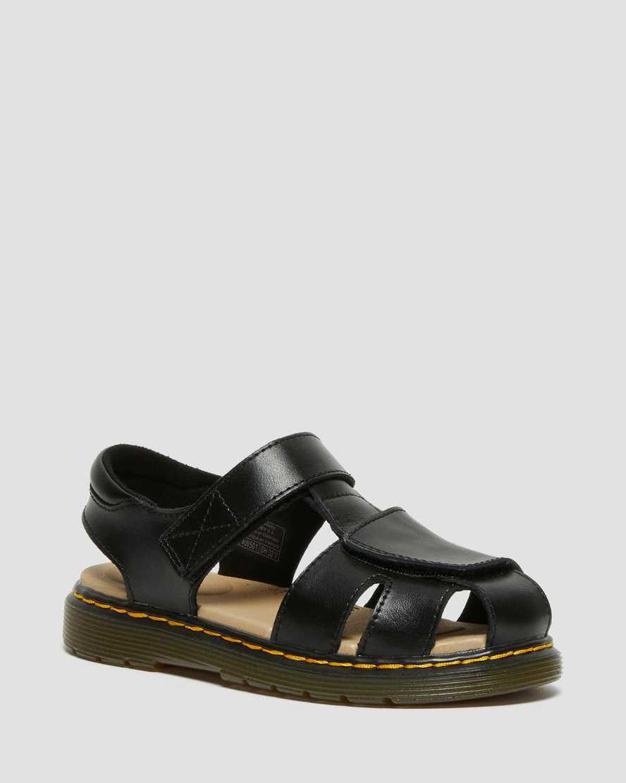 Dr Martens Junior Moby II Deri Cırt Cırt Çocuk Sandalet Siyah  Türkiye |  32501-KSHW