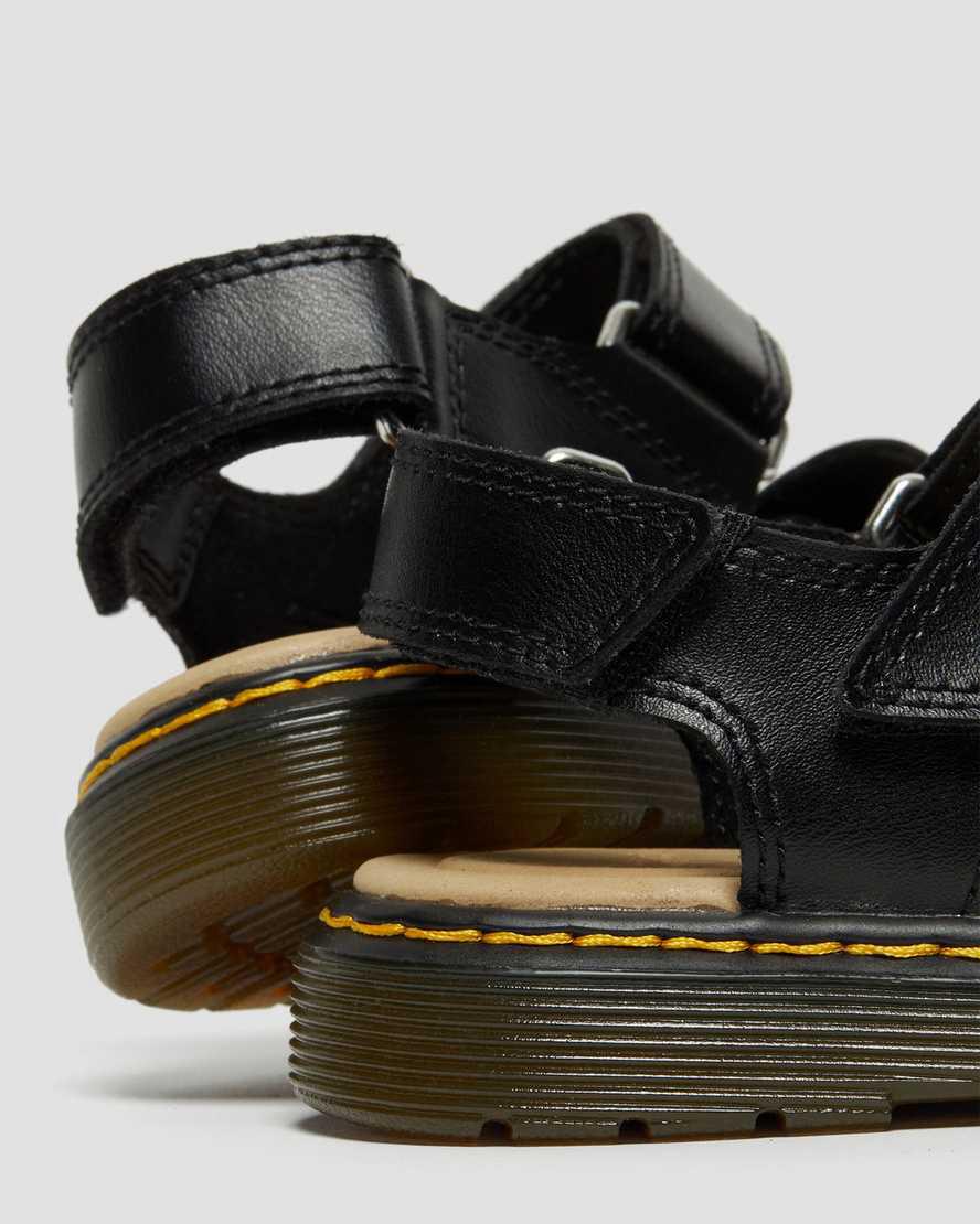 Dr Martens Junior Romi Deri Cırt Cırt Çocuk Sandalet Siyah  Türkiye |  98053-UWFC