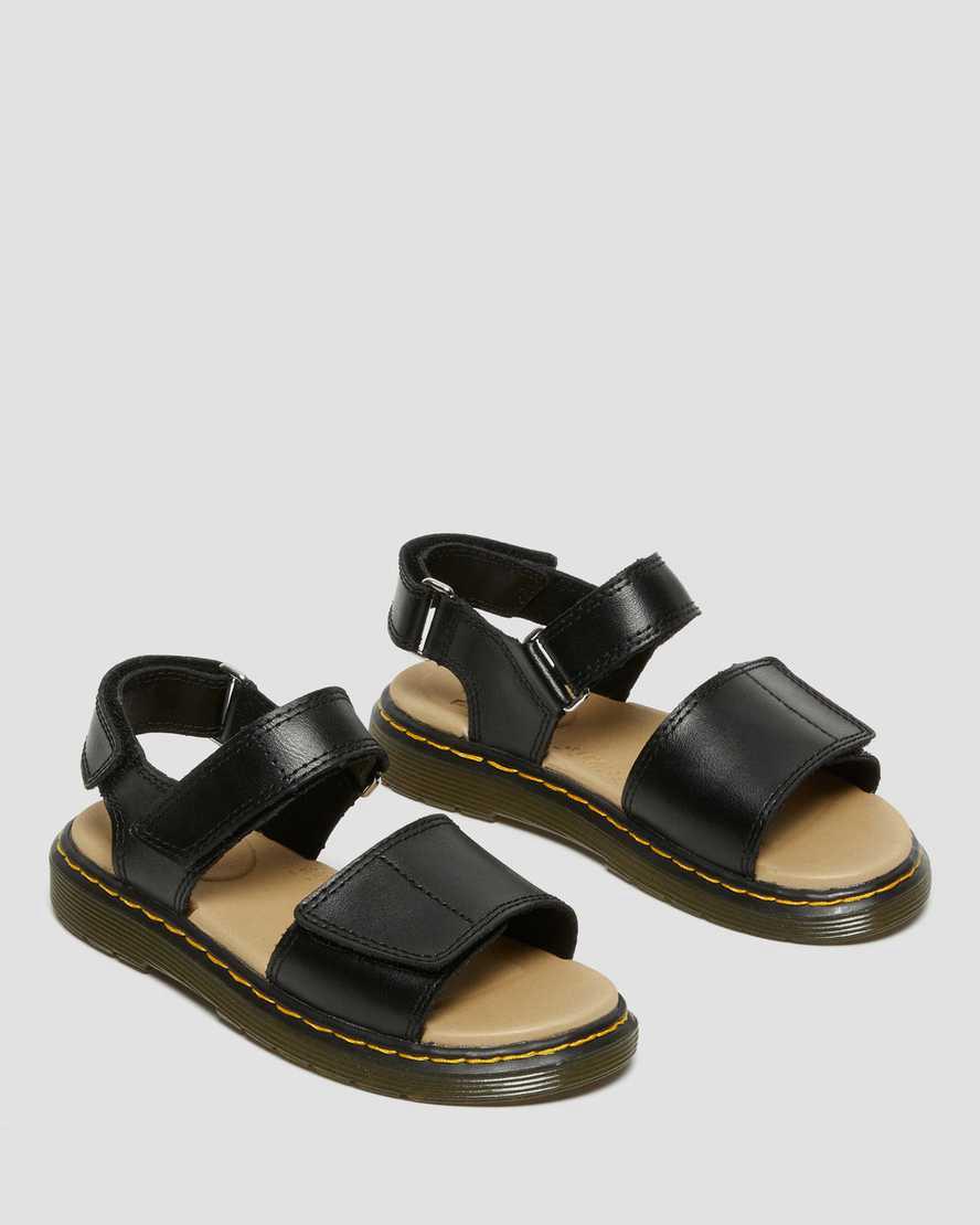 Dr Martens Junior Romi Deri Cırt Cırt Çocuk Sandalet Siyah  Türkiye |  98053-UWFC