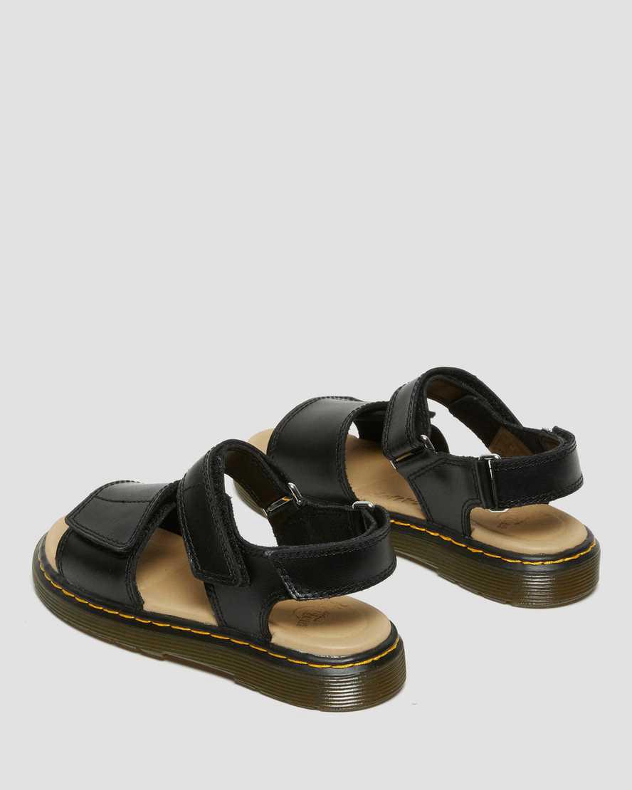 Dr Martens Junior Romi Deri Cırt Cırt Çocuk Sandalet Siyah  Türkiye |  98053-UWFC