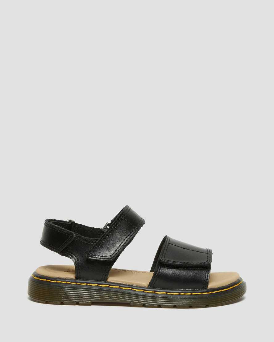 Dr Martens Junior Romi Deri Cırt Cırt Çocuk Sandalet Siyah  Türkiye |  98053-UWFC