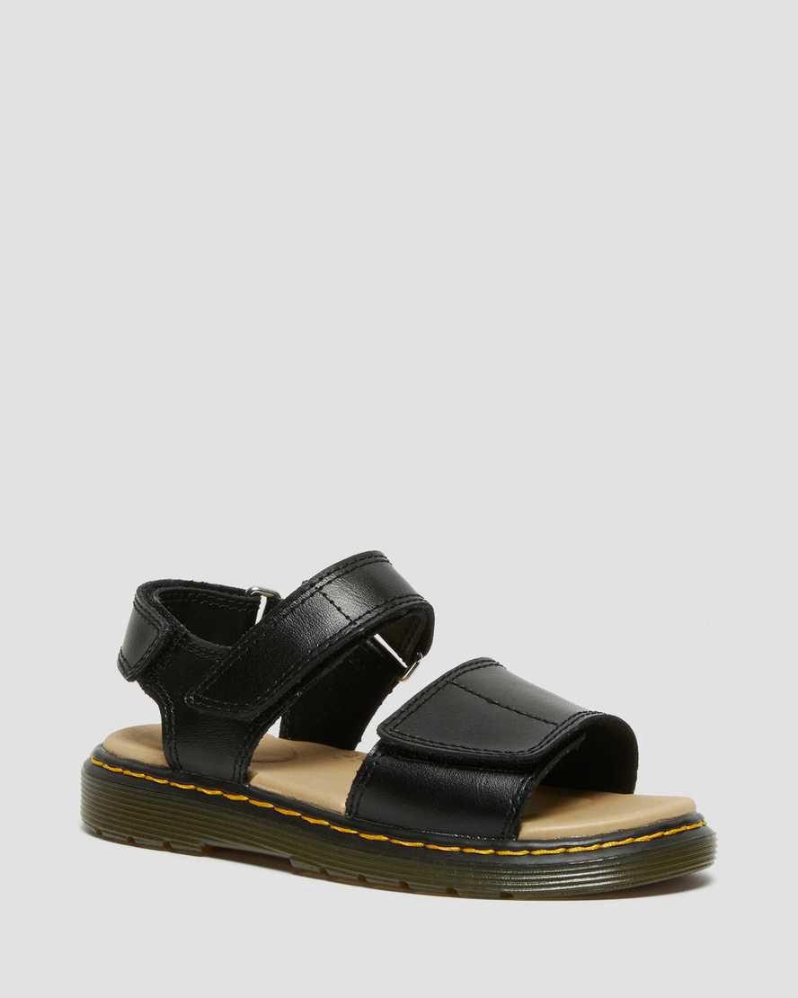 Dr Martens Junior Romi Deri Cırt Cırt Çocuk Sandalet Siyah  Türkiye |  98053-UWFC