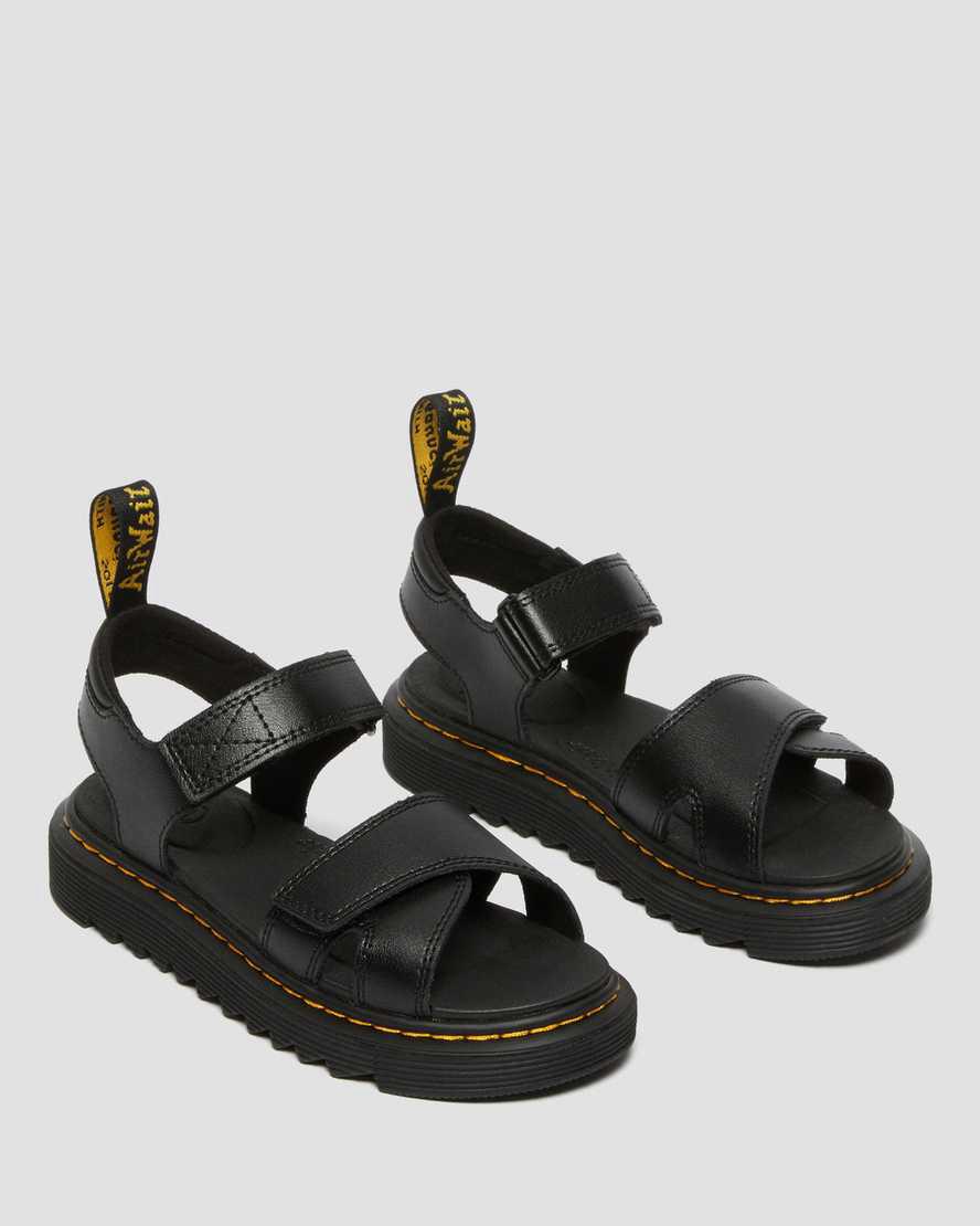 Dr Martens Junior Vossie Deri Çocuk Sandalet Siyah  Türkiye |  39475-KFPU
