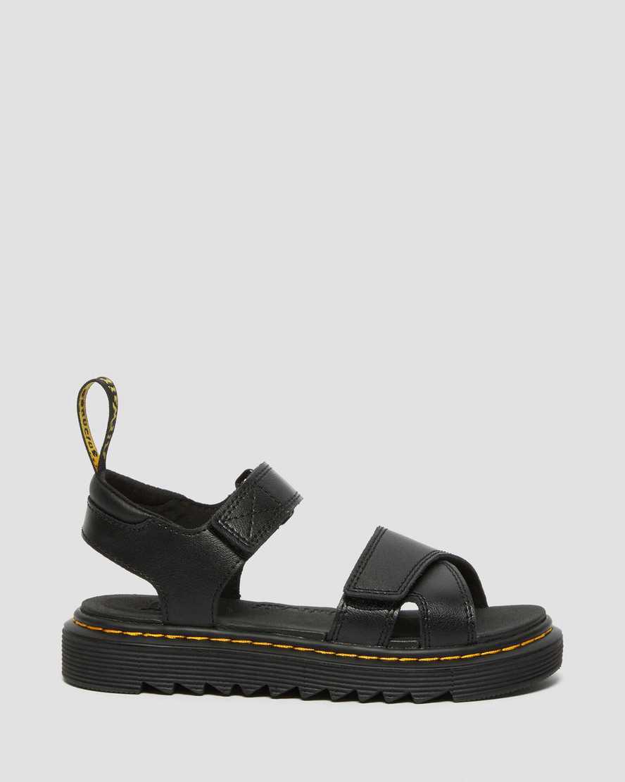 Dr Martens Junior Vossie Deri Çocuk Sandalet Siyah  Türkiye |  39475-KFPU