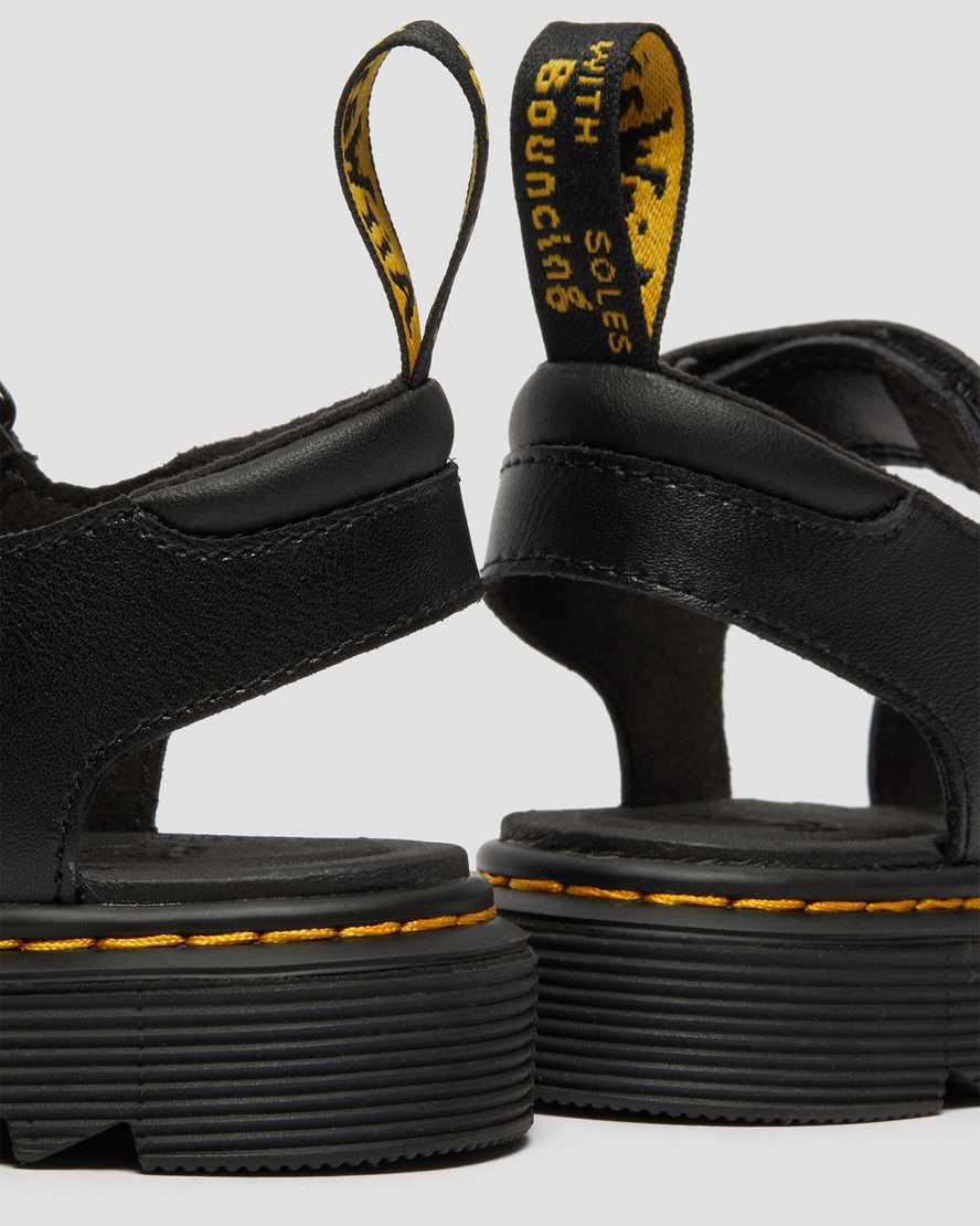 Dr Martens Junior Vossie Deri Çocuk Sandalet Siyah  Türkiye |  39475-KFPU