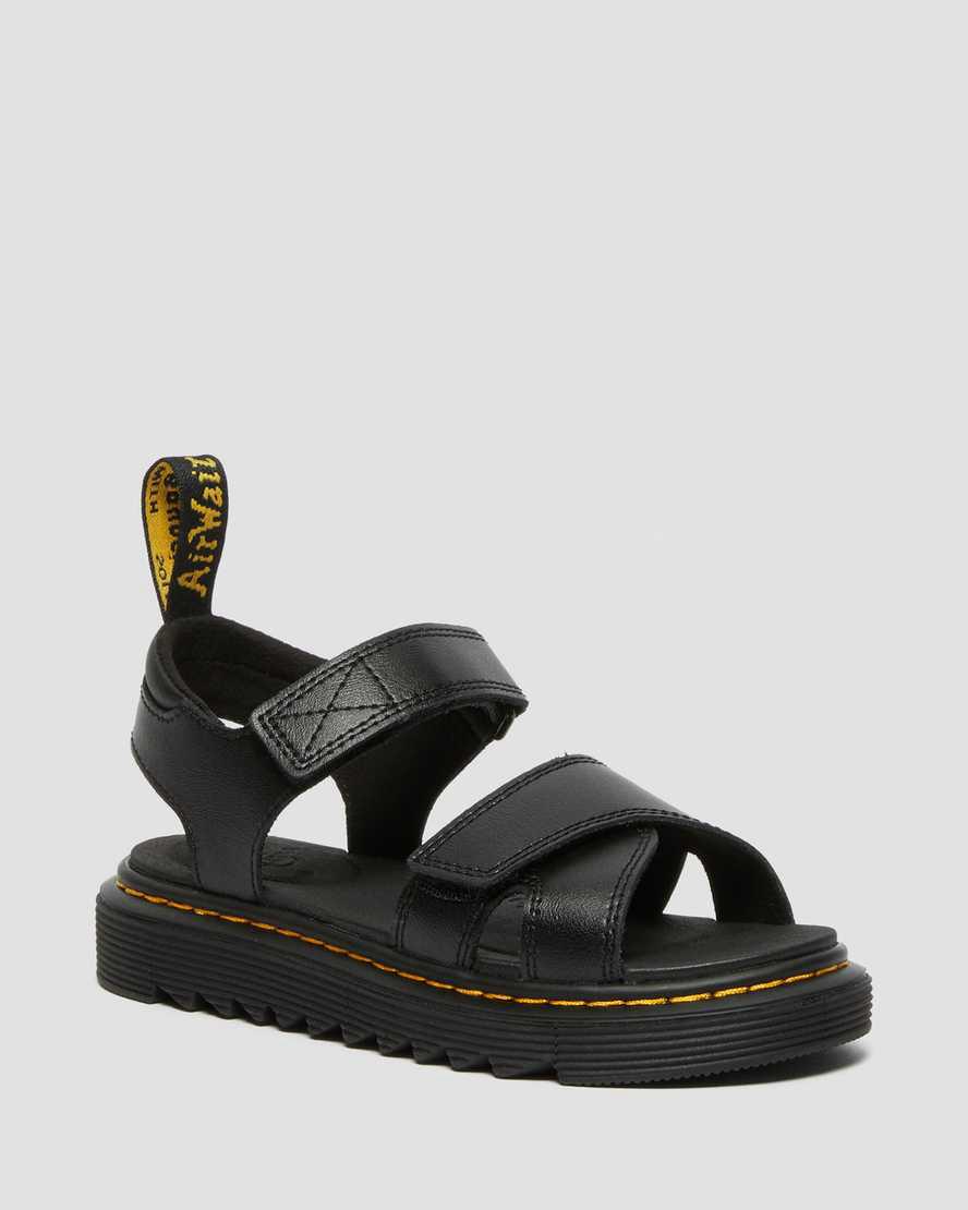 Dr Martens Junior Vossie Deri Çocuk Sandalet Siyah  Türkiye |  39475-KFPU