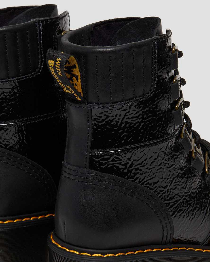 Dr Martens Laurenne Distressed Rugan Deri Dantel Up Kadın Topuklu Bot Siyah  Türkiye |  40982-QPBH