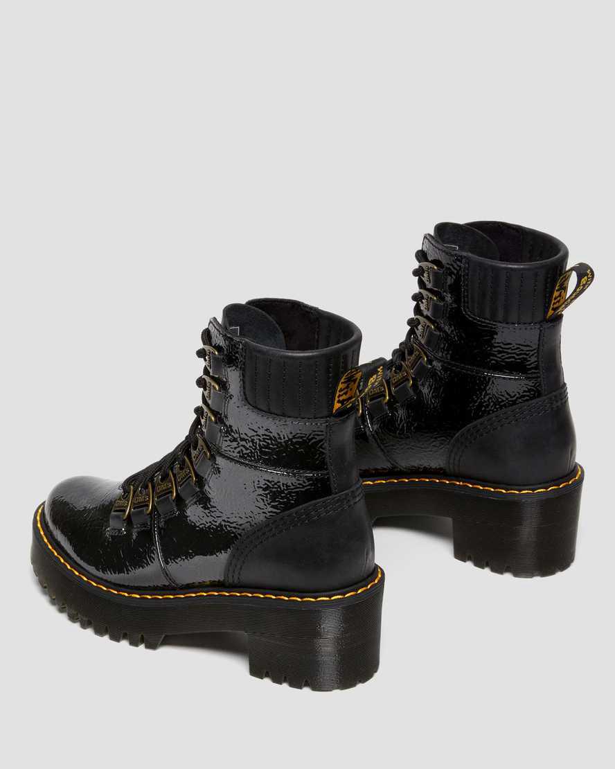 Dr Martens Laurenne Distressed Rugan Deri Dantel Up Kadın Topuklu Bot Siyah  Türkiye |  40982-QPBH
