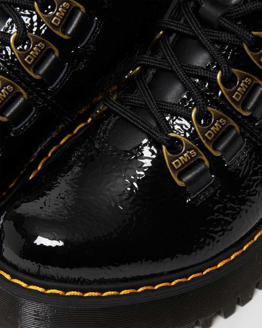 Dr Martens Laurenne Distressed Rugan Deri Dantel Up Kadın Topuklu Bot Siyah  Türkiye |  40982-QPBH