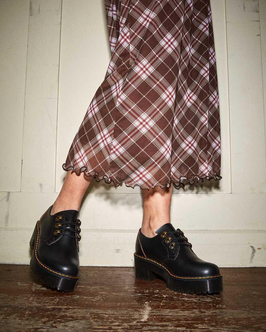 Dr Martens Leona Lo Vintage Smooth Deri Kadın Topuklu Bot Siyah  Türkiye |  54019-GHNX