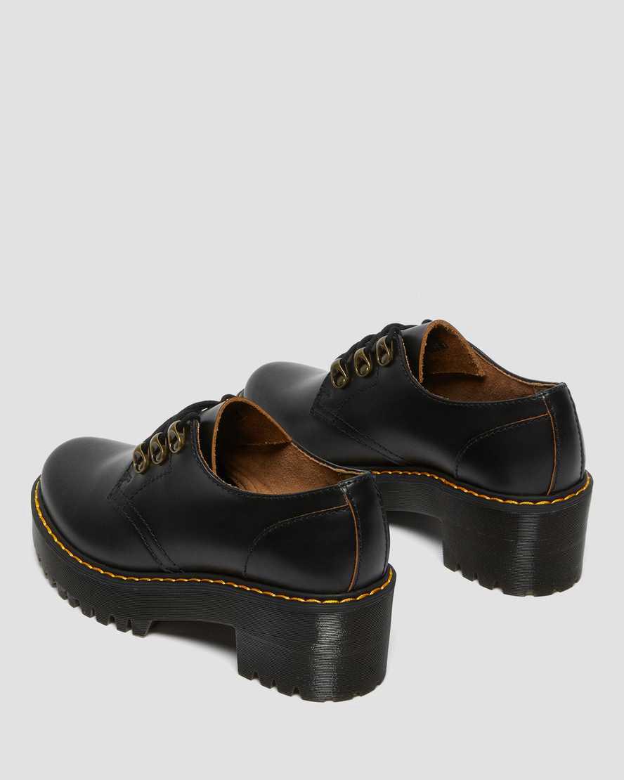 Dr Martens Leona Lo Vintage Smooth Deri Kadın Topuklu Bot Siyah  Türkiye |  54019-GHNX