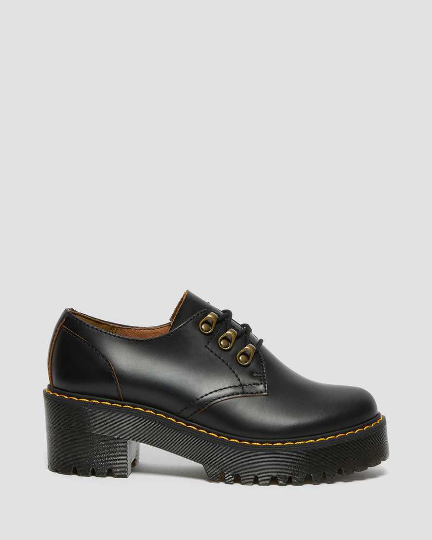 Dr Martens Leona Lo Vintage Smooth Deri Kadın Topuklu Bot Siyah  Türkiye |  54019-GHNX