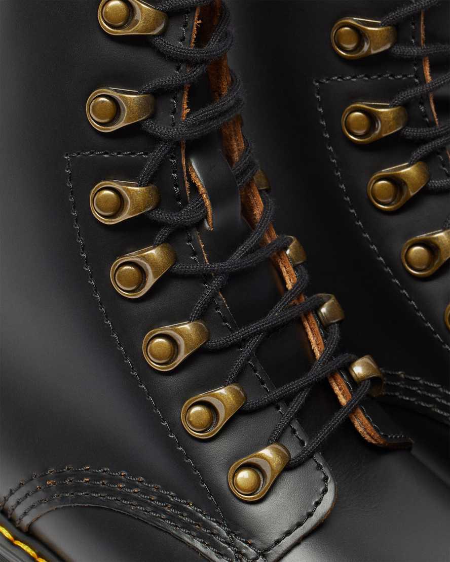 Dr Martens Leona Vintage Smooth Deri Kadın Topuklu Bot Siyah  Türkiye |  67243-UFBO