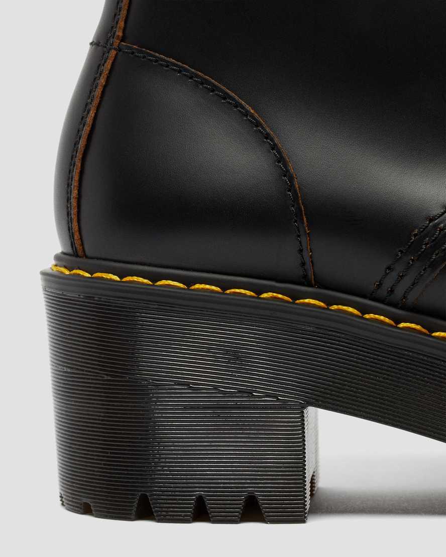 Dr Martens Leona Vintage Smooth Deri Kadın Topuklu Bot Siyah  Türkiye |  67243-UFBO