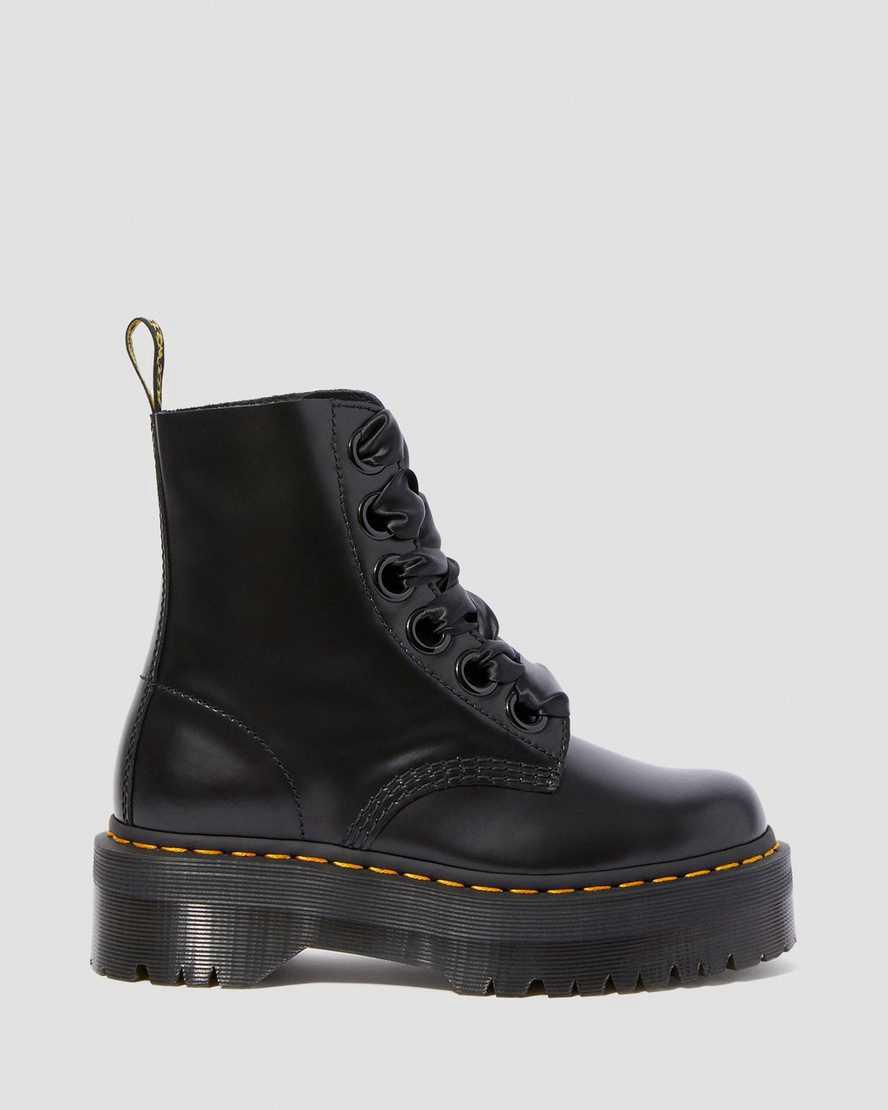 Dr Martens Molly Deri Platform Kadın Bilek Boy Bot Siyah  Türkiye |  21539-YUSK