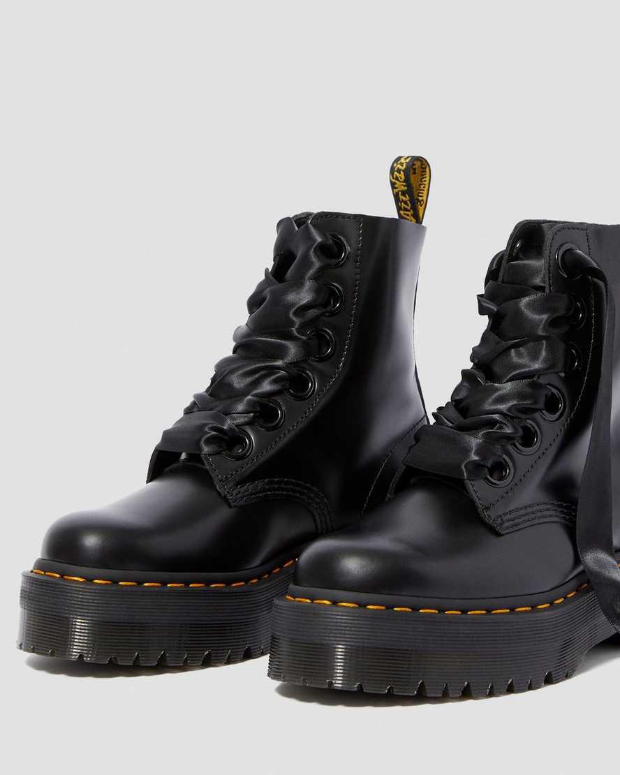 Dr Martens Molly Deri Platform Kadın Bilek Boy Bot Siyah  Türkiye |  21539-YUSK