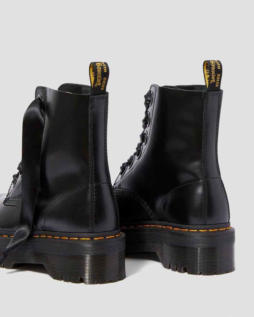 Dr Martens Molly Deri Platform Kadın Bilek Boy Bot Siyah  Türkiye |  21539-YUSK