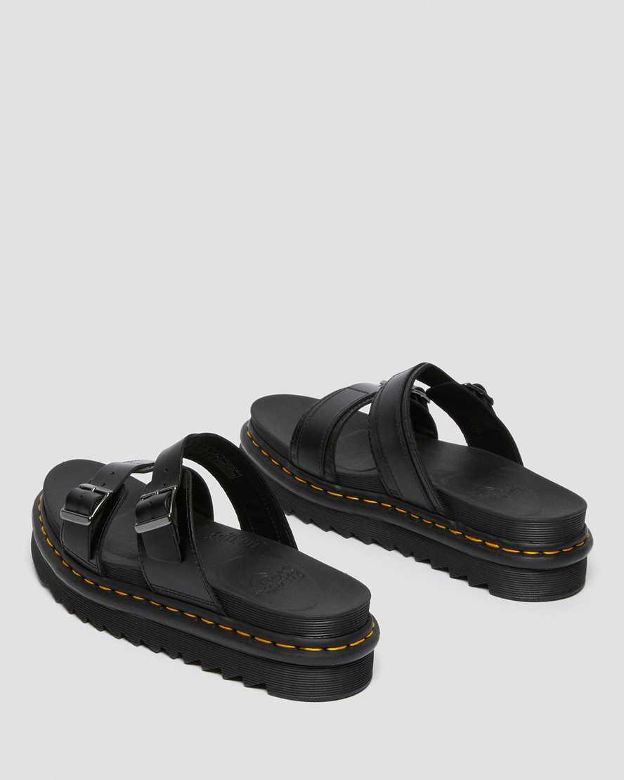Dr Martens Myles Brando Deri Tokalı Terlik Kadın Platform Sandalet Siyah  Türkiye |  20638-VUPW