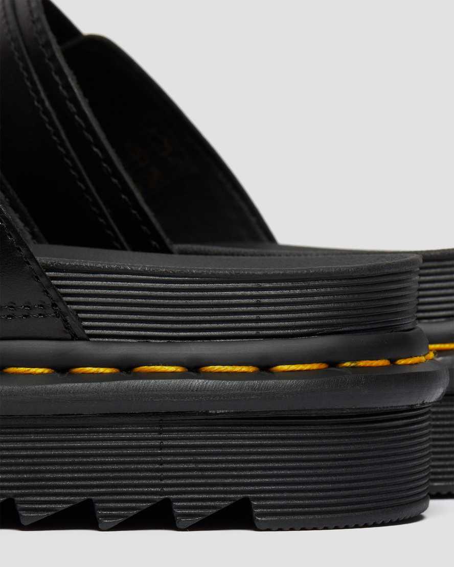 Dr Martens Myles Brando Deri Tokalı Terlik Kadın Platform Sandalet Siyah  Türkiye |  20638-VUPW