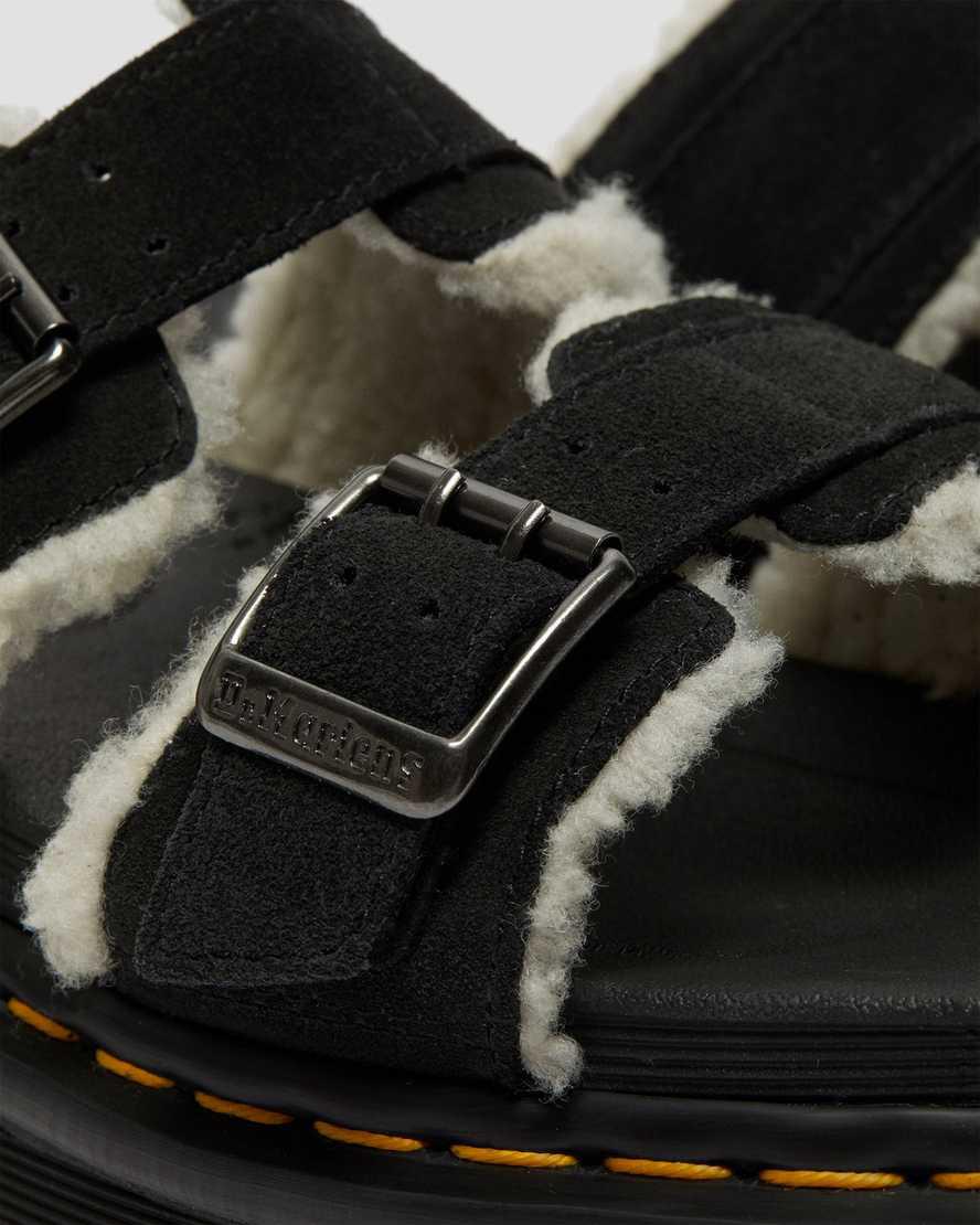Dr Martens Myles Süet Fur-Astar Tokalı Erkek Terlik Siyah  Türkiye |  02196-LIGP