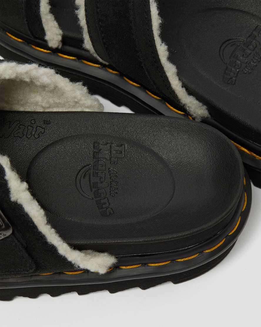 Dr Martens Myles Süet Fur-Astar Tokalı Erkek Terlik Siyah  Türkiye |  02196-LIGP