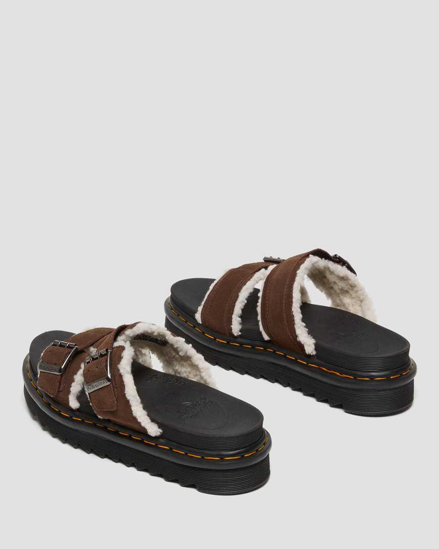 Dr Martens Myles Süet Fur-Astar Tokalı Terlik Kadın Platform Sandalet Koyu Kahverengi  Türkiye |  54870-IOHG