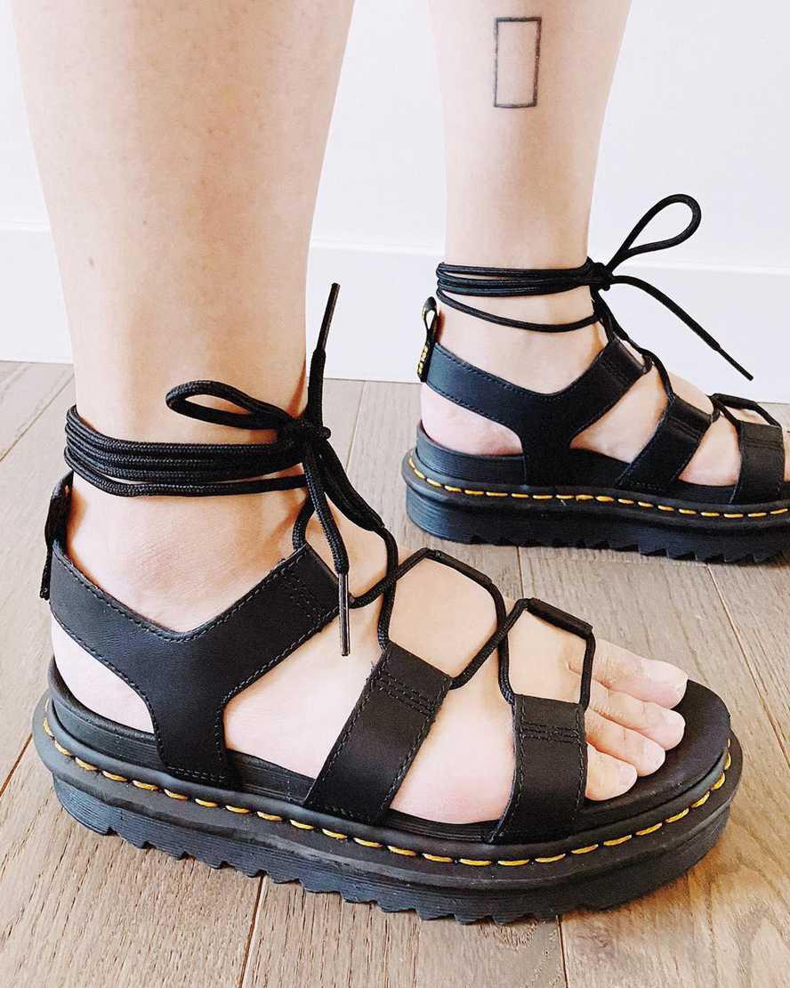 Dr Martens Nartilla Deri Gladiator Kadın Platform Sandalet Siyah  Türkiye |  79842-GVJA