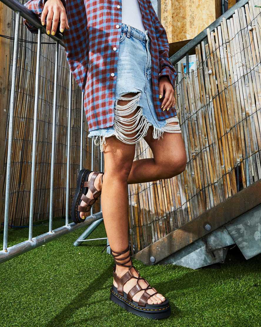 Dr Martens Nartilla Illusion Deri Kadın Gladyatör Sandalet Koyu Kahverengi  Türkiye |  48537-LVXM