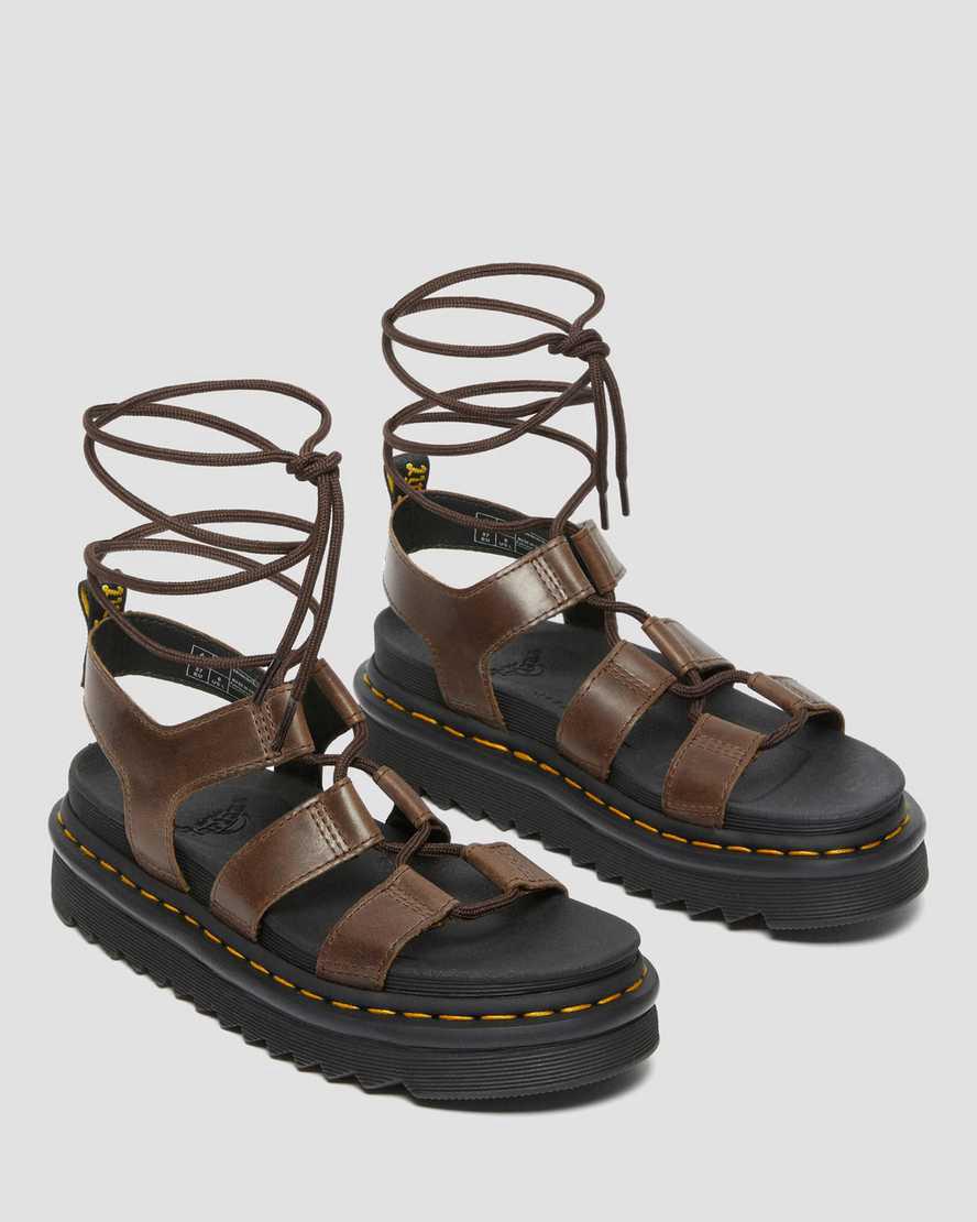 Dr Martens Nartilla Illusion Deri Kadın Gladyatör Sandalet Koyu Kahverengi  Türkiye |  48537-LVXM