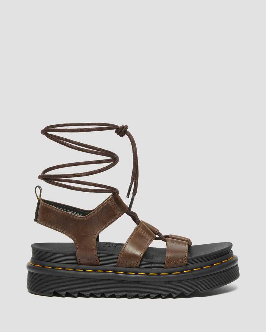 Dr Martens Nartilla Illusion Deri Kadın Gladyatör Sandalet Koyu Kahverengi  Türkiye |  48537-LVXM