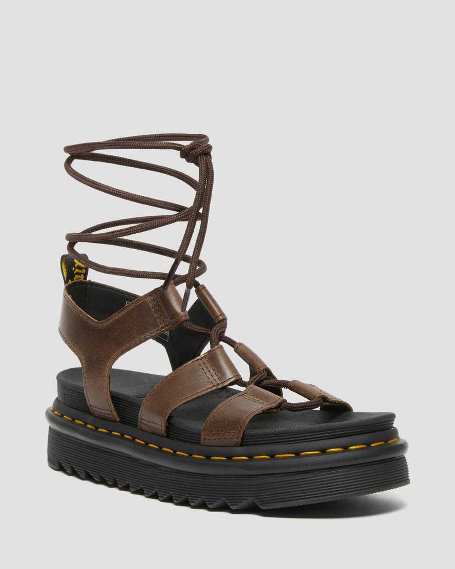 Dr Martens Nartilla Illusion Deri Kadın Gladyatör Sandalet Koyu Kahverengi  Türkiye |  48537-LVXM
