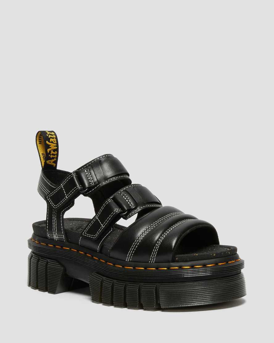 Dr Martens Ricki Nappa Lux Deri 3-Askılı Kadın Platform Sandalet Siyah  Türkiye |  80651-KXSJ